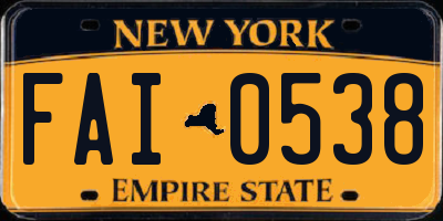 NY license plate FAI0538