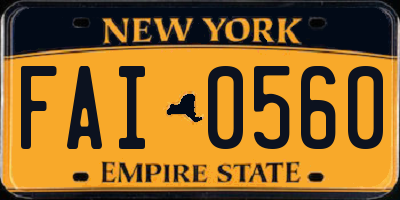 NY license plate FAI0560