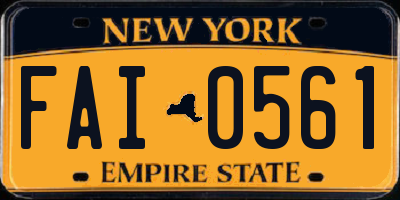 NY license plate FAI0561