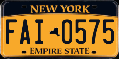 NY license plate FAI0575