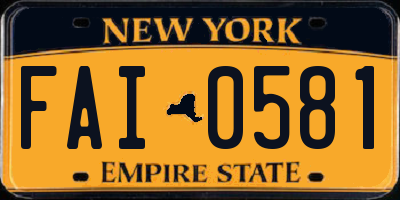 NY license plate FAI0581
