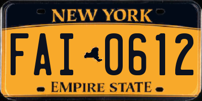 NY license plate FAI0612