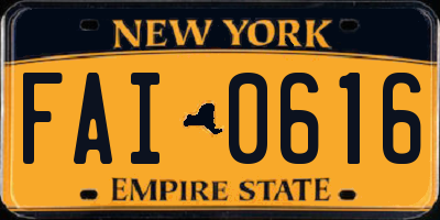 NY license plate FAI0616