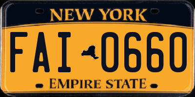 NY license plate FAI0660