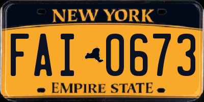 NY license plate FAI0673
