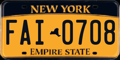 NY license plate FAI0708
