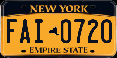 NY license plate FAI0720