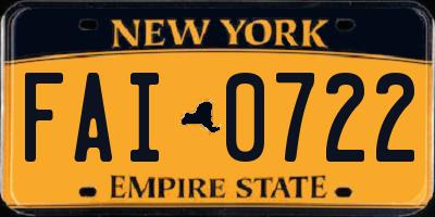 NY license plate FAI0722