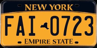 NY license plate FAI0723
