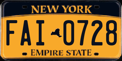 NY license plate FAI0728