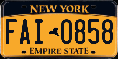 NY license plate FAI0858