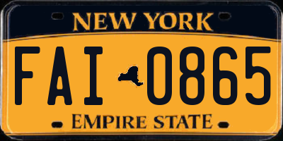 NY license plate FAI0865