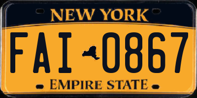 NY license plate FAI0867