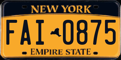 NY license plate FAI0875