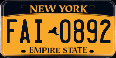 NY license plate FAI0892