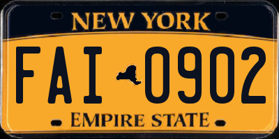 NY license plate FAI0902