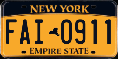 NY license plate FAI0911