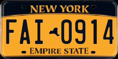 NY license plate FAI0914