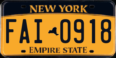 NY license plate FAI0918