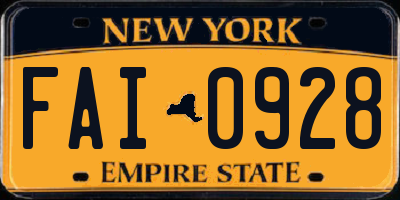 NY license plate FAI0928