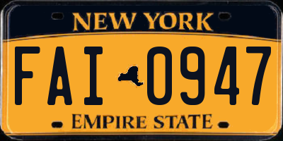 NY license plate FAI0947