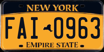 NY license plate FAI0963