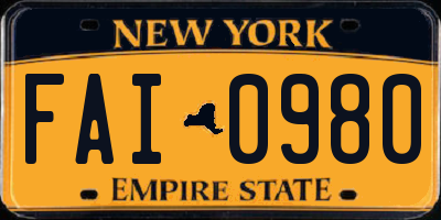 NY license plate FAI0980