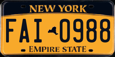 NY license plate FAI0988
