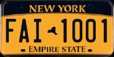 NY license plate FAI1001