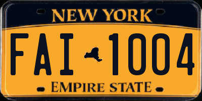 NY license plate FAI1004