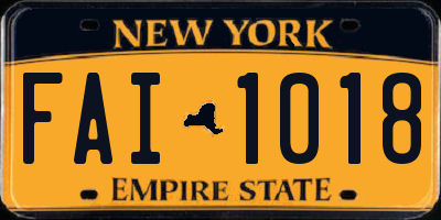 NY license plate FAI1018