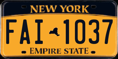 NY license plate FAI1037