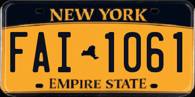 NY license plate FAI1061