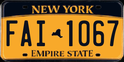 NY license plate FAI1067