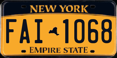 NY license plate FAI1068