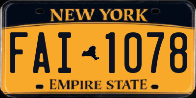 NY license plate FAI1078