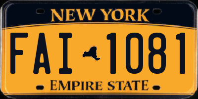 NY license plate FAI1081
