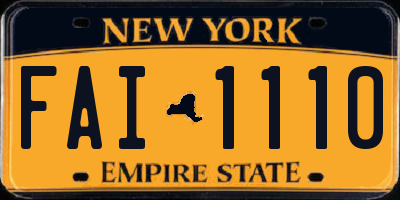 NY license plate FAI1110