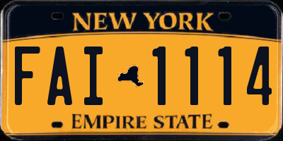 NY license plate FAI1114