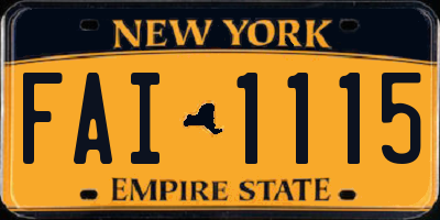NY license plate FAI1115