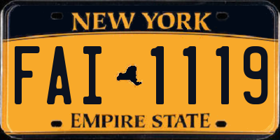 NY license plate FAI1119