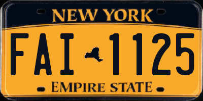 NY license plate FAI1125