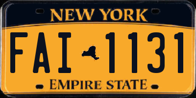 NY license plate FAI1131