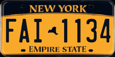 NY license plate FAI1134