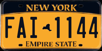 NY license plate FAI1144