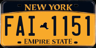NY license plate FAI1151
