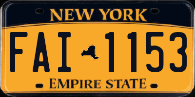 NY license plate FAI1153