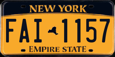 NY license plate FAI1157