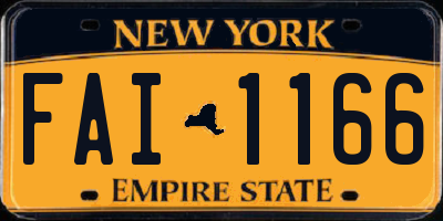 NY license plate FAI1166