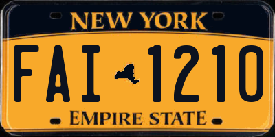 NY license plate FAI1210